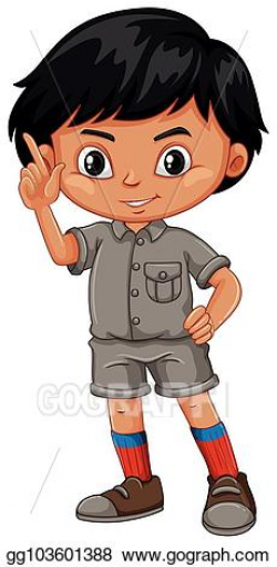 Vector Illustration - A boy standing in a safari outfit. EPS ...