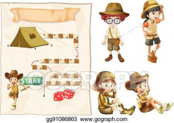 Vector Illustration - Game template with characters in ...
