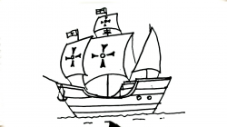 How to draw La Santa María,Ship of Christopher Columbus- in easy steps for  children. beginners