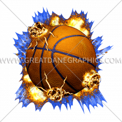 Explosive Basketball | Production Ready Artwork for T-Shirt Printing