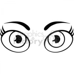 Royalty Free RF Clipart Illustration Black And White Cartoon Women Eyes  clipart. Royalty-free clipart # 395920