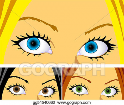 Vector Art - Colourful eyes and hair. EPS clipart gg54540662 ...