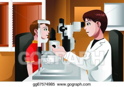 Vector Stock - Boy having his eyes checked at the doctor ...