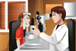 Boy Having His Eyes Checked at the Doctor Office | Clipart ...