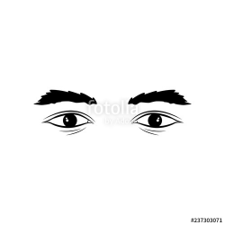 Realistic man eyes black and white vector illustration on ...