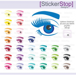 Eyebrow Icon with Open Eye Digital Clipart in Rainbow Colors ...