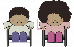 Clipart - boy and girl in wheelchair race II