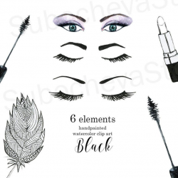 Eyelashes Clipart , Woman Beauty Graphics, Makeup Clip Art, Eyebrows  Clipart, Digital Images, Eye ClipArt Images, feathers clipart, Planner