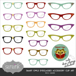 Eyeglasses Clipart Download - Nerdy, Cateye and Superman Glasses Cute  digital clip art for Personal and Commercial Use