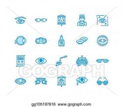 Clip Art Vector - Ophthalmology, eyes health care line icons ...