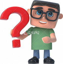 3d Boy in Glasses Holds a Red Question Mark - Photos by Canva