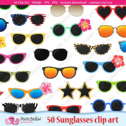 50 Sunglasses clipart. Digital sunglasses clip art, pool ...
