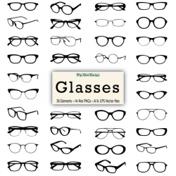 Glasses Silhouette Vector Clip Art - 