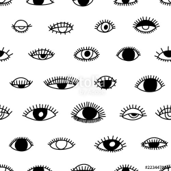 Seamless pattern with eyes and eyelashes. Doodle style ...