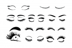 Eyelash SVG, Eyelashs set svg files for Silhouette Cameo and Cricut.  Fashion PNG, Eyelashes clipart PNG transparent included.