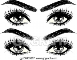 Vector Art - Eyes with long eyelashes and brows. Clipart ...