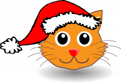 Clipart - Funny kitty face with Santa Claus hat