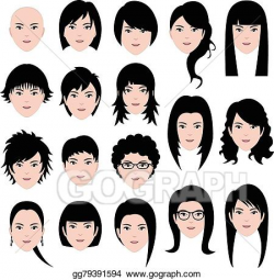 Vector Illustration - Woman female face hair hairstyle. EPS ...