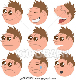 Vector Art - Round face expressions . Clipart Drawing ...