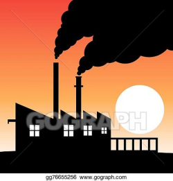Vector Art - Factory silhouette air pollution. Clipart ...