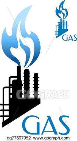 Vector Clipart - Gas and oil industry icon with factory ...