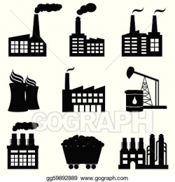 Vector Stock - Factory, nuclear power plant and energy icons ...