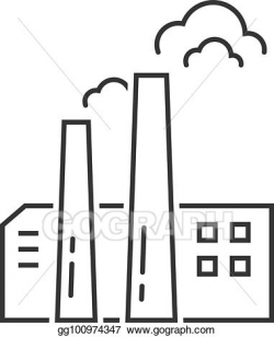 EPS Vector - Black thin line factory icon. Stock Clipart ...