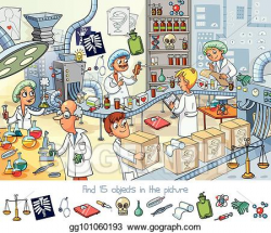Vector Art - Pharmaceutical factory. find 15 objects in the ...