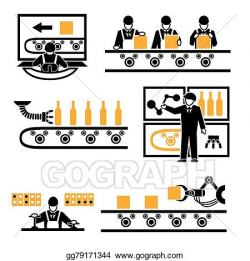 Vector Art - Factory production process icons. Clipart ...