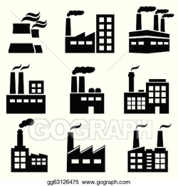 Vector Art - Industrial building, factory and power plants. EPS ...