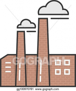 Vector Stock - Simple outline brick factory icon. Stock Clip ...
