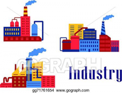 Clip Art Vector - Flat factory industrial buildings. Stock ...