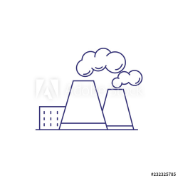 Heat power station line icon. Thermal power plant ...