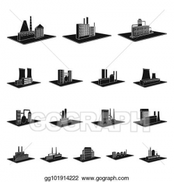 Stock Illustration - Factory and plant black icons in set ...