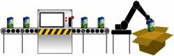 Clipart - conveyor with robot arm
