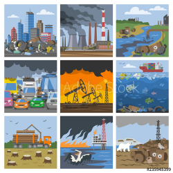 Pollution environment vector polluted air smog or toxic ...