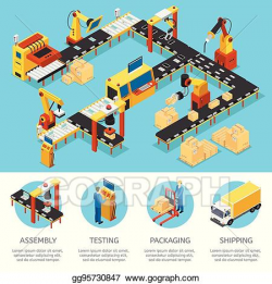 Vector Art - Isometric industrial factory composition ...
