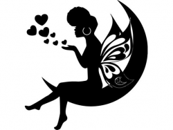 Black Fairy Woman Silhouette Beautiful Glamour Classy Lady Female Afro  Female Lady SVG .EPS .PNG Vector Clipart Digital Circuit Cut Cutting