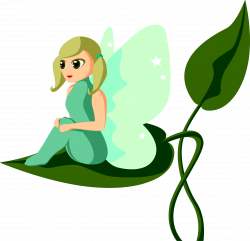 Clipart - Female Fairy Sitting On Leaf