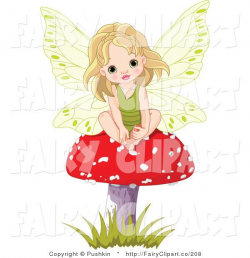 Clip Art of a Cute Fairy Girl on a Red Mushroom | Halloween ...