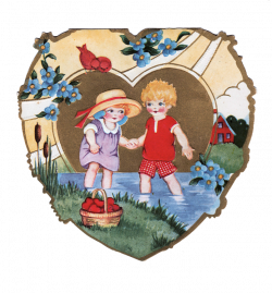Vintage Valentine - Cute Kids - The Graphics Fairy