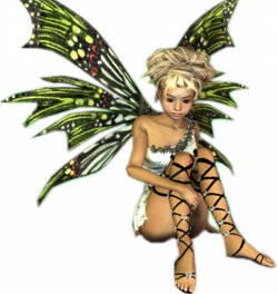 Fantasy Fairy Blonde Sitting Green Wings | Free Images at Clker.com ...