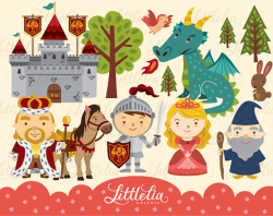 Knight and Princess castle cute clipart / instant download ...