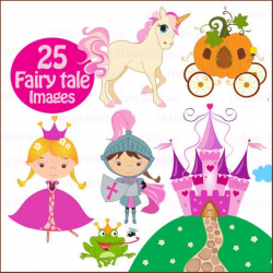 PRINCESS Fairy Tale Clipart, Clipart Dragon, Graphics Castle, Pumpkin  Carriage, Unicorn Clipart, Digital Princess,Knight Clipart,Cute Castle