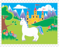 Fairytale Unicorn Landscape Clipart Icon Png - Unicorn ...