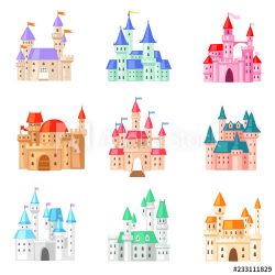 Cartoon castle vector fairytale medieval tower of fantasy ...
