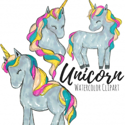 Hand Drawn Cute Unicorn Clip Art Set - Animal Clip Art - Mythical Clip Art  - Fairy Tale Clip Art - Commercial Use