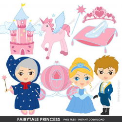 Princess Clipart, Fairytale Clip Art, Cute Princess Clip Art for Princess  Birthday Party Invitations INSTANT DOWNLOAD CLIPARTS C127