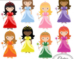 Princess With Wand Clip Art Set 1 Fairy Tale Clipart - Clip ...