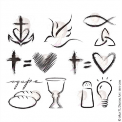 Christian Clipart featuring Church Symbols - Cross Equals Love, Faith,  Hope, Love, Holy Spirit, Fish, Salt And Light, Communion 10744